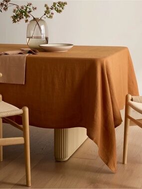 Quince European Linen Tablecloth in Terracotta 70x120. 614